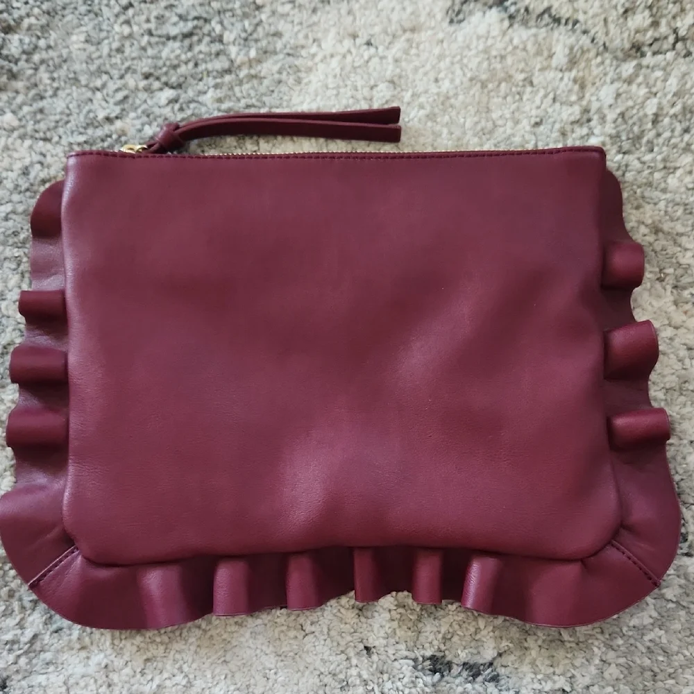Sole Society Burgundy Ruffle‎ Clutch